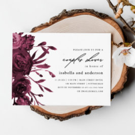 Chic Burgundy Blommigt Bröllop Par Shower Inbjudningar