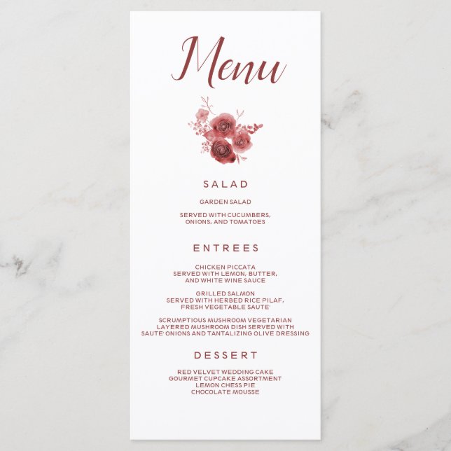 Chic Burgundy-Blommigt Meny (Framsida)