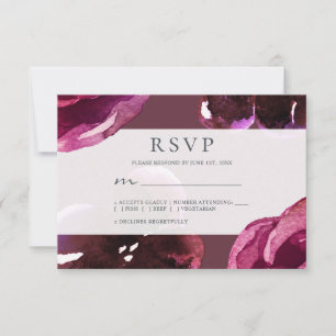 Chic Burgundy Blommigt Modern Bröllop OSA Kort