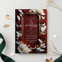 Chic Burgundy-Blommigtar med Golden Ram Bröllop