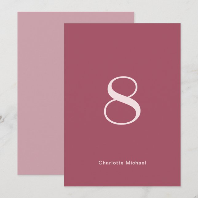 Chic Burgundy Bröllop Bordsnummer (Fram/baksida)