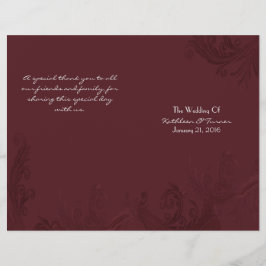 Chic Burgundy Flourish Bröllopsprogram