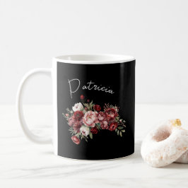 Chic Burgundy Flowers Kaffemugg