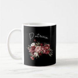 Chic Burgundy Flowers Kaffemugg