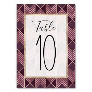 Chic Burgundy Guld Arrowhad Chevron Geometric Bordsnummer