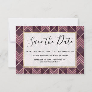 Chic Burgundy Guld Arrowhad Chevron Geometric Spara Datumet