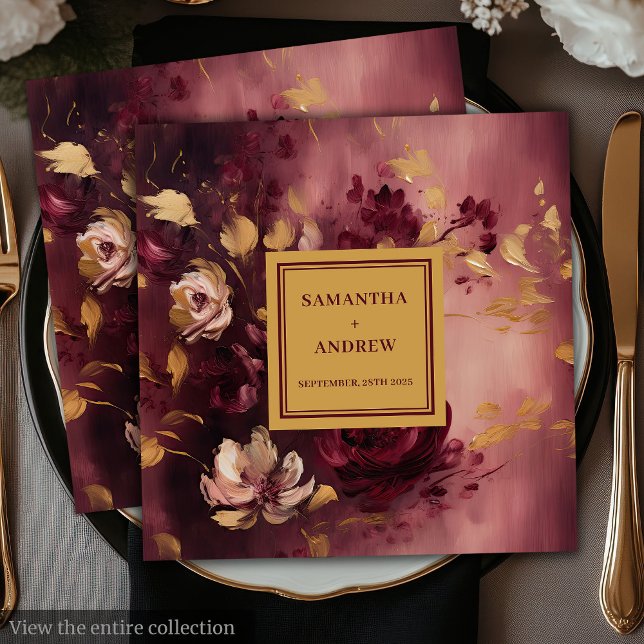 Chic Burgundy  Guld Bröllop Pappra blöjor Pappersservett (Chic Burgundy Blush Gold Wedding Paper Napkins)
