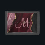 Chic Burgundy Guld Glitter Agate Anpassningsbar Mo<br><div class="desc">Lägg till en liten bit glitter och glam i din sensemble med den här elegant personlig-plånboken med chic burgundi och ro rosa mot bakgrund accentuerad med Faux guld glitter. Anpassa din monogramsinitiala manusatrografi med guld-skript med ditt namn ovan. En unik gigantisk gåva till födelsedag, helgdagar och alla speciella tillfällen. Designad...</div>