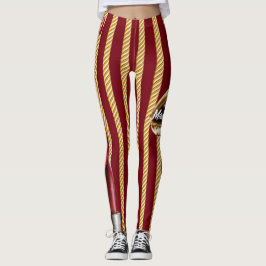Chic burgundy Guld Linjer Läppar Girly 2022-dagars Leggings