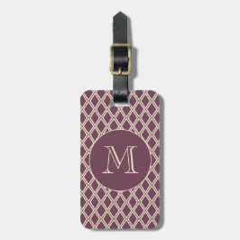 Chic Burgundy Ivory Diamond Mönster Monogram Bagagebricka
