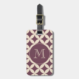 Chic Burgundy Ivory Geometric Mönster Monogram Bagagebricka