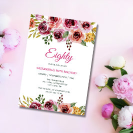 Chic Burgundy Lila Ro Greenery Birthday Inbjudningar