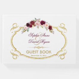 Chic Burgundy Marsala Blommigt Fall Wedding Gästböcker