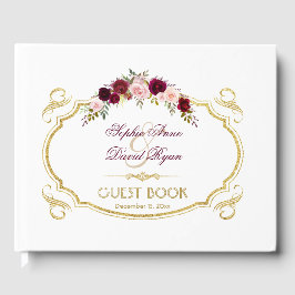 Chic Burgundy Marsala Blommigt Fall Wedding Gästböcker