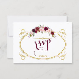 Chic Burgundy Marsala Blommigt Fall Wedding OSA Kort