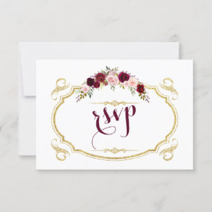 Chic Burgundy Marsala Blommigt Fall Wedding OSA Kort