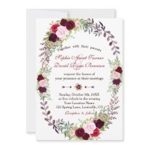 Chic Burgundy Marsala-Blommigten, utandning Bröllo