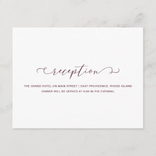 Chic Burgundy Marsala och White Reception Bröllop Tilläggskort