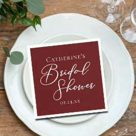 Chic Burgundy Möhippa Personlig White Pappersservett