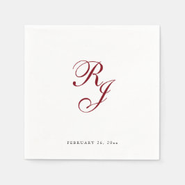 Chic Burgundy Monogram Bröllop Napkins Pappersservett