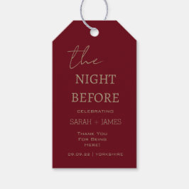 Chic Burgundy natten före Bröllop Tack Presentetikett