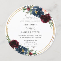 Chic Burgundy Navy Blue  Blommigt Bröllop