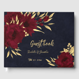Chic burgundy och guld bröllop gästböcker