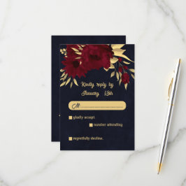 Chic burgundy och guld bröllop OSA kort