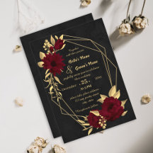 Chic burgundy och guld svart geometrisk bröllop