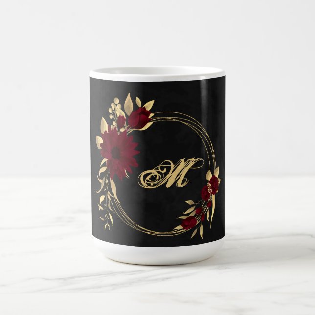 Chic burgundy och guld svart kaffe mugg (Center)