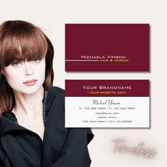 Chic Burgundy och vit enkel modern Professionell Visitkort (Skapare uppladdad)