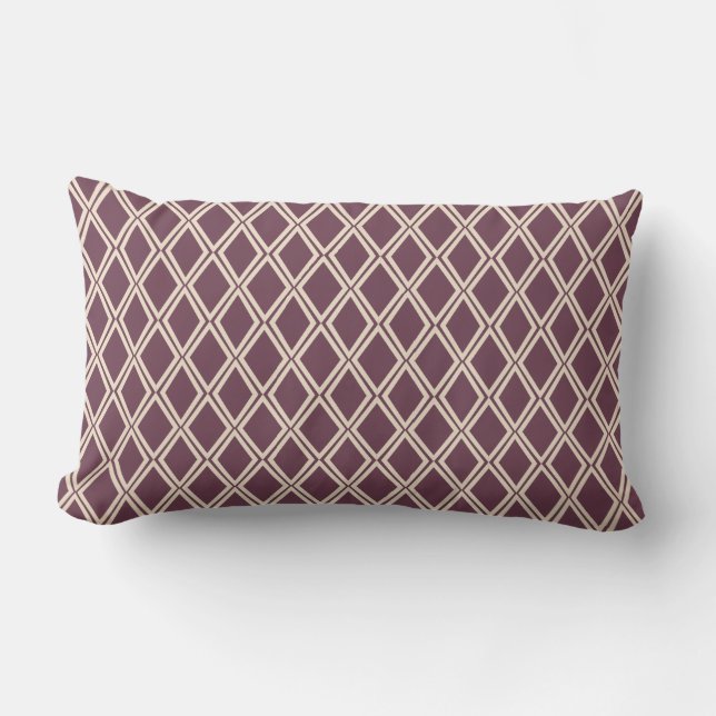 Chic Burgundy off-White Diamond Geometric Mönster Lumbarkudde (Framsida)