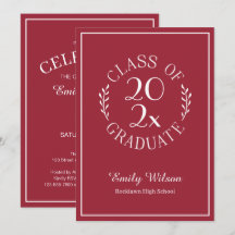 Chic Burgundy Red Class of 2025 Studentfest