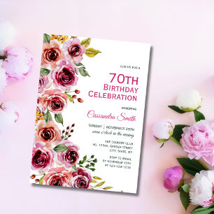 Chic Burgundy Ro Blommigt Greenery Birthday Inbjudningar