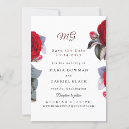 Chic Burgundy Röd ros. Blommar Nature Bröllop Spara Datumet