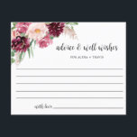 Chic Burgundy Rosa  Adapter, Önskemål Card<br><div class="desc">Elegant "Advice and well Önskemål"-kort med vackra detaljuppgifter om vattenfärgen i en blandning av burgundi, rosa, , bär- och mauve-blommigtar och modern handskriven information om kalligrafi. Utforma samordningen av vår "Romantik-Blommigt" bröllop och inbjudningskort för möhippa. Möjlighet att anpassa textavsnitt som du vill. Du kan ändra teckensnittet stil, storlekt eller position...</div>