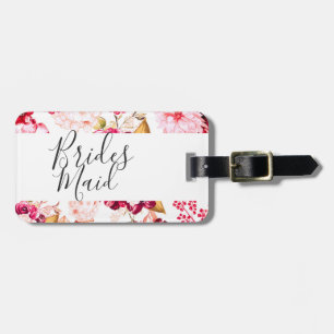 Chic Burgundy & Rosa Blommigt Gräns Bridesmaid Bagagebricka