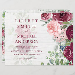 Chic Burgundy  Rosa Blommigt Greenery Bröllop