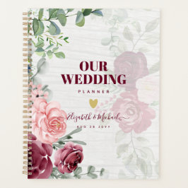 Chic Burgundy  Rosa Blommigt Greenery Bröllop