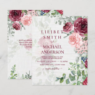 Chic Burgundy Rosa Blommigt Greenery Bröllop