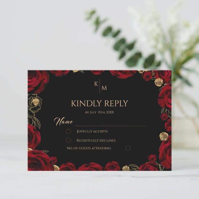 Chic Burgundy Roses Boho Wedding OSA Kort (Stående Fram)