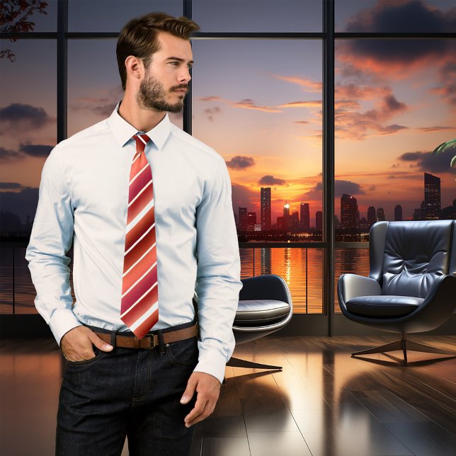 Chic Burgundy Terra Cotta Guld Stripe Tie Slips (A stylish tie in burgundy, terra cotta and ivory colors with tiny rose gold and gold lines)