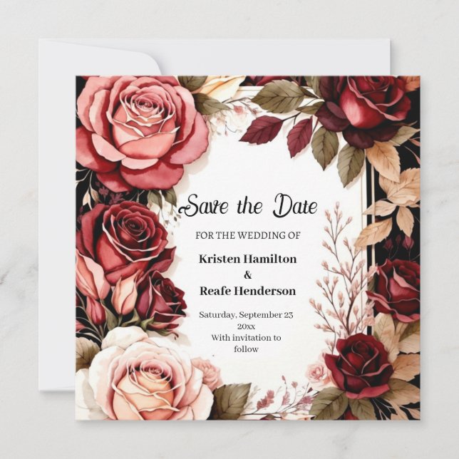 Chic Burgundy Typografi Spara Datumet (Framsida)
