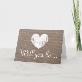 Chic burlap ska dig är mitt brudtärnaförfrågankort inbjudan