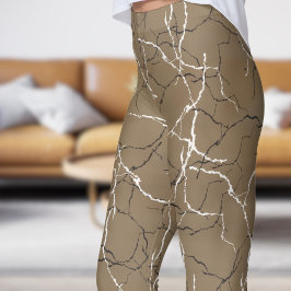 Chic Burlywood and Black White Fracture Mönster Leggings