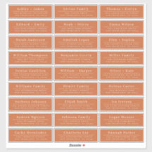 Chic Burnt Orange Bröllop gäst Adressetiketter