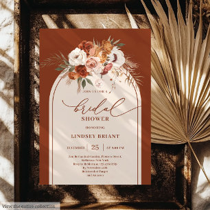 Chic Burnt Orange Pampas Grass Boho Möhippa Inbjudningar