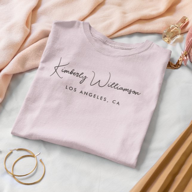 Chic Business Namnteckning skriptRosa T Shirt (Empower your name in our signature script as your logo and brand identity)