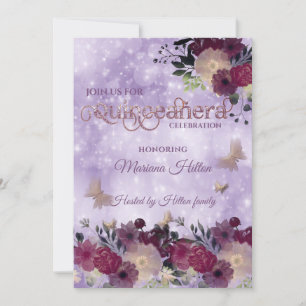 Chic Butterfly blommigt Quinceañera lavender Inbjudningar