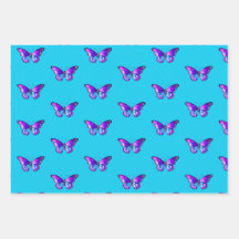 Chic Butterfly Wrapping Papper Flat Lakan Set av 3